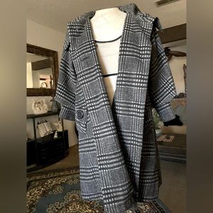 Plaid 2/3 sleeve Coat